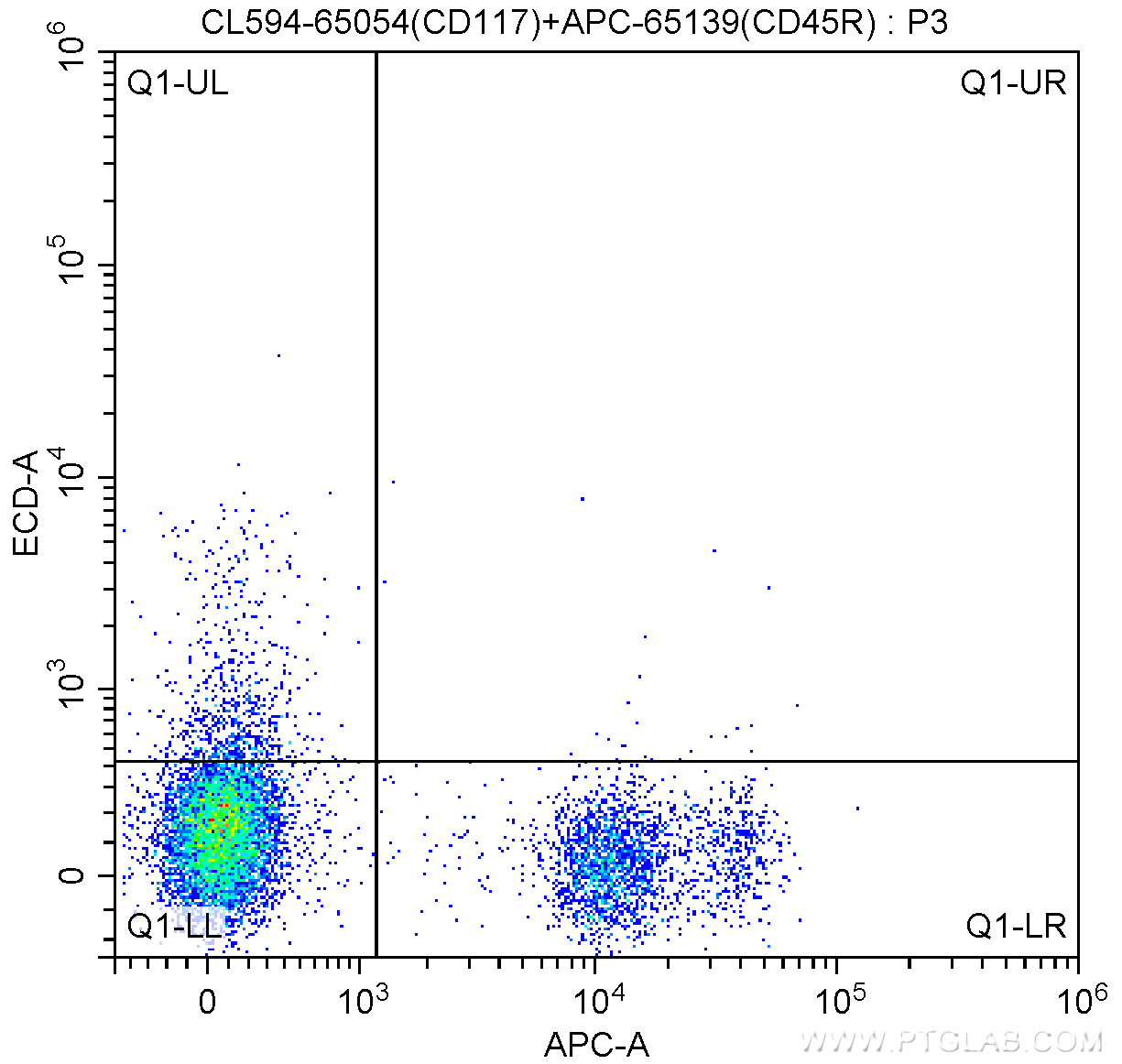 FC experiment of mouse bone marrow cells using CL594-65054