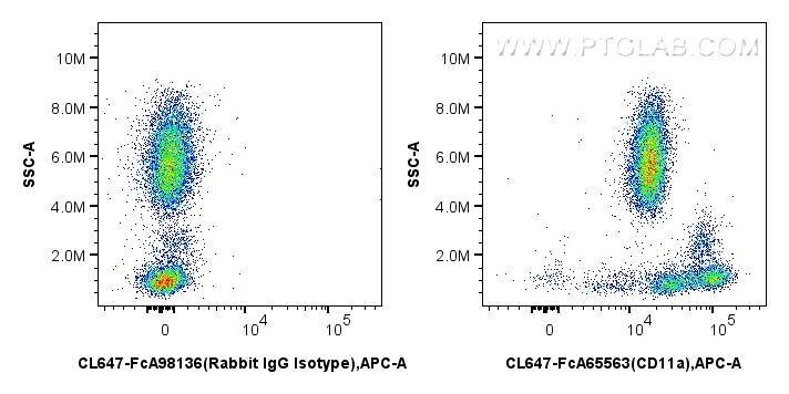 FC experiment of human peripheral blood leukocyte using CL647-FcA65563
