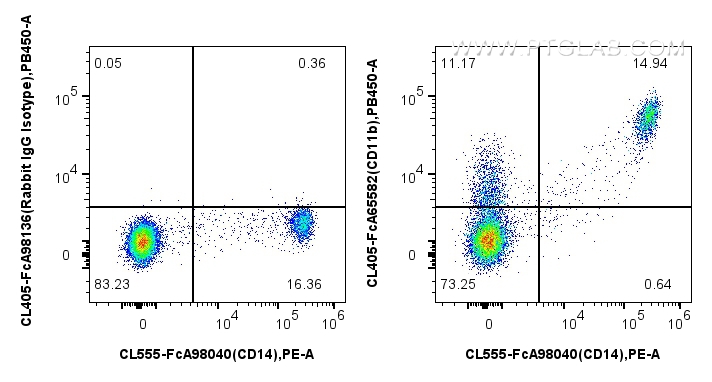 FC experiment of human PBMCs using CL405-FcA65582 FC experiment of human PBMCs using CL405-FcA65582
