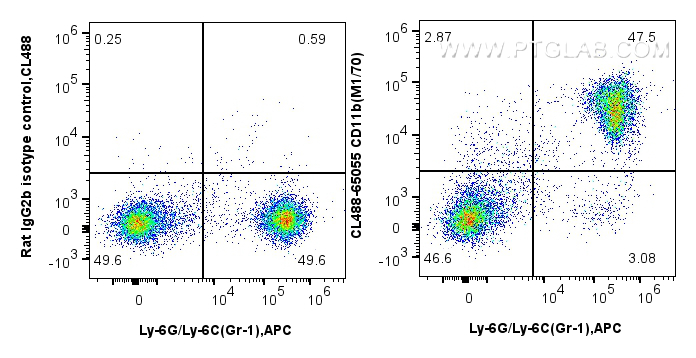 FC experiment of mouse bone marrow cells using CL488-65055