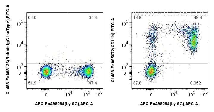 FC experiment of mouse bone marrow cells using CL488-FcA65672