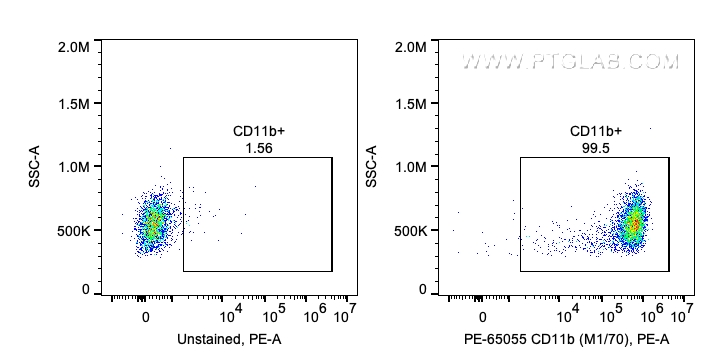 FC experiment of mouse splenocytes using PE-65055