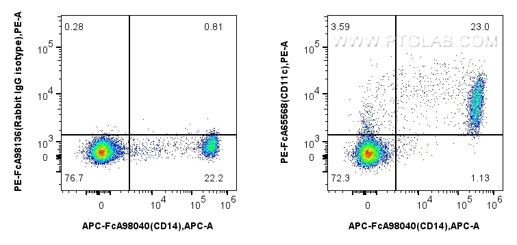 FC experiment of human PBMCs using PE-FcA65568