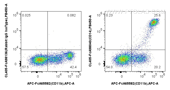 FC experiment of human PBMCs using CL405-FcA98040