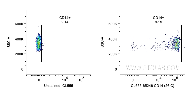 FC experiment of human PBMCs using CL555-65246