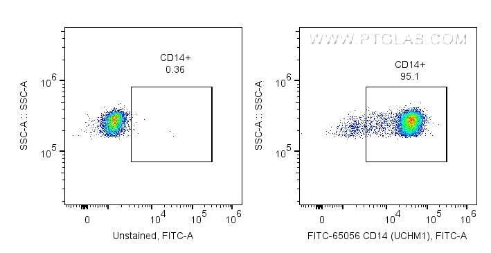 FC experiment of human PBMCs using FITC-65056