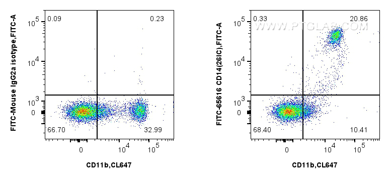 FC experiment of human PBMCs using FITC-65616