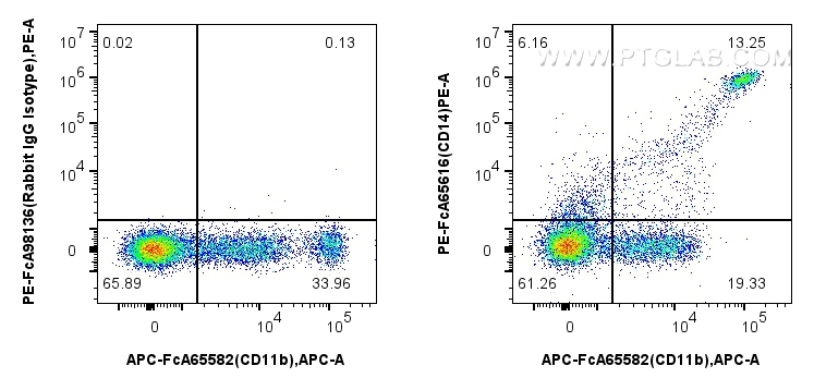 FC experiment of human PBMCs using PE-FcA65616