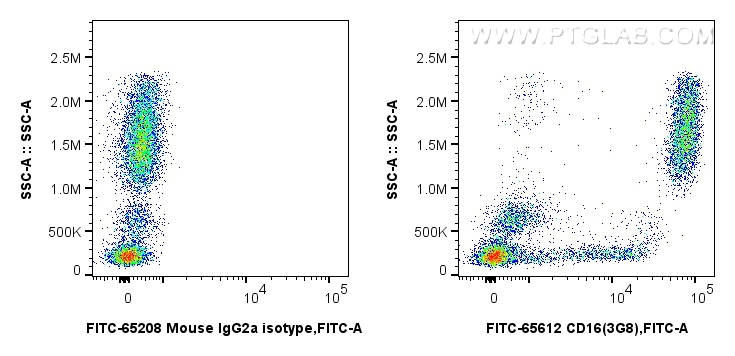 FC experiment of human peripheral blood leukocytes using FITC-65612