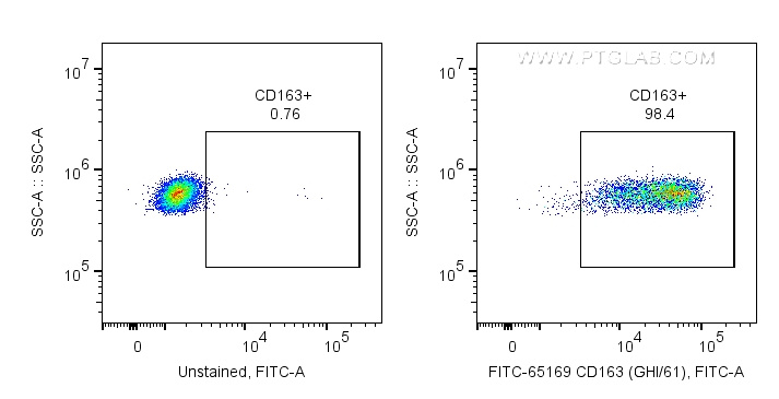 FC experiment of human PBMCs using FITC-65169