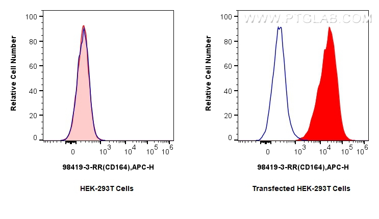 FC experiment of Transfected HEK-293T using 98419-3-RR (same clone as 98419-3-PBS)