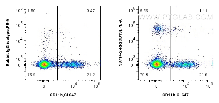 FC experiment of pig PBMCs using 98714-2-RR (same clone as 98714-2-PBS) FC experiment of pig PBMCs using 98714-2-RR (same clone as 98714-2-PBS)