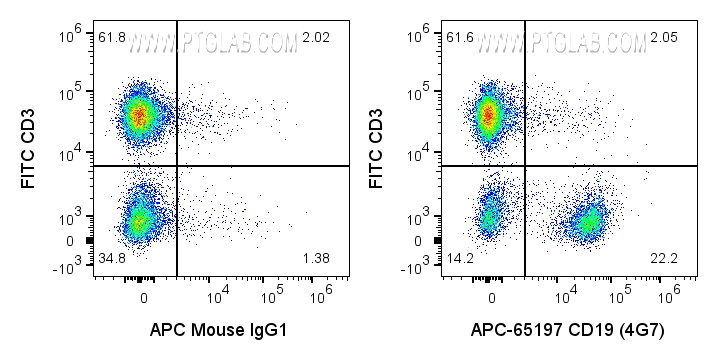 FC experiment of human PBMCs using APC-65197