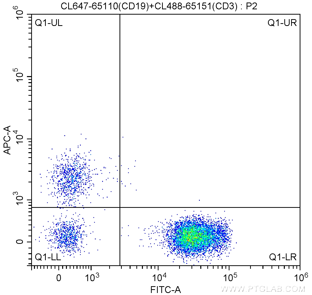 FC experiment of human peripheral blood lymphocytes using CL647-65110