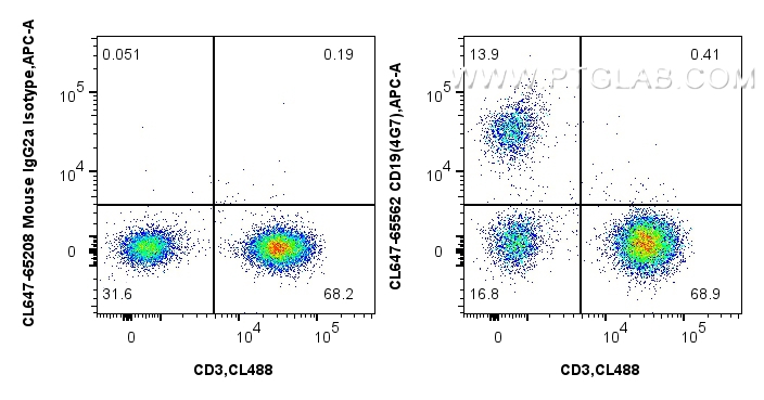FC experiment of human PBMCs using CL647-65562