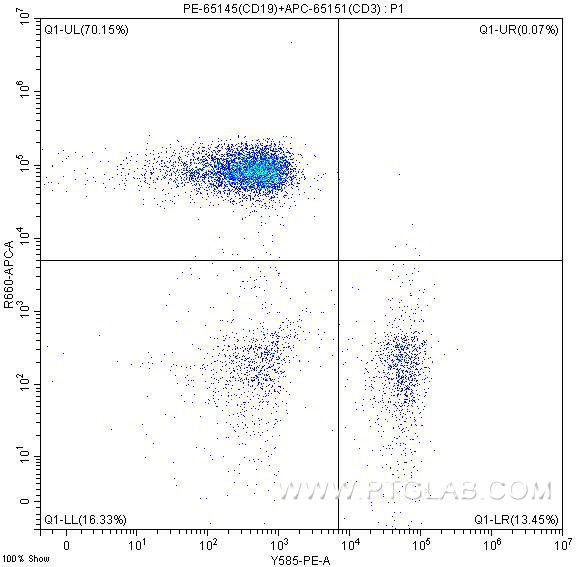 FC experiment of human peripheral blood lymphocytes using PE-65145