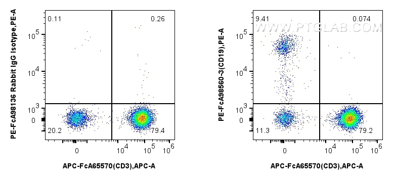 FC experiment of human PBMCs using PE-FcA98560-3 FC experiment of human PBMCs using PE-FcA98560-3