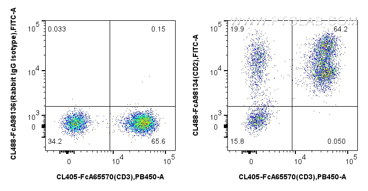 FC experiment of human PBMCs using CL488-FcA98134 FC experiment of human PBMCs using CL488-FcA98134