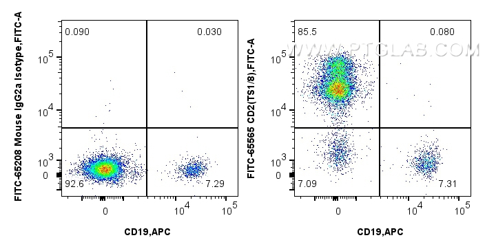 FC experiment of human PBMCs using FITC-65565