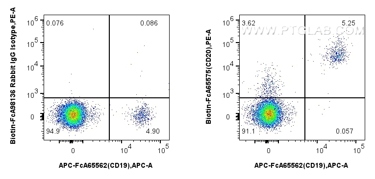 FC experiment of human PBMCs using Biotin-FcA65575