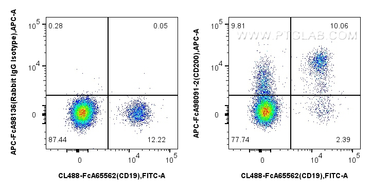 FC experiment of human PBMCs using APC-FcA98091-2 FC experiment of human PBMCs using APC-FcA98091-2