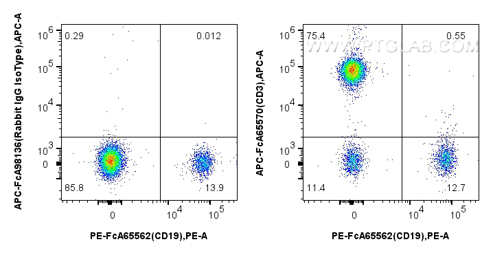 FC experiment of human PBMCs using APC-FcA65570