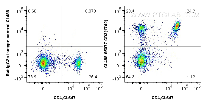 FC experiment of mouse splenocytes using CL488-65077