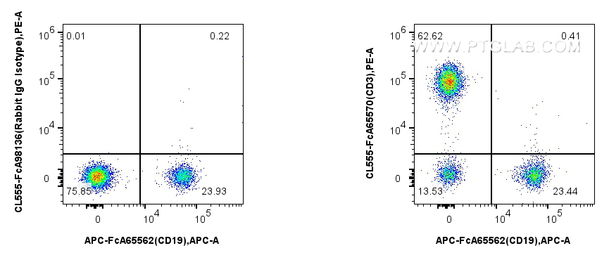 FC experiment of human PBMCs using CL555-FcA65570