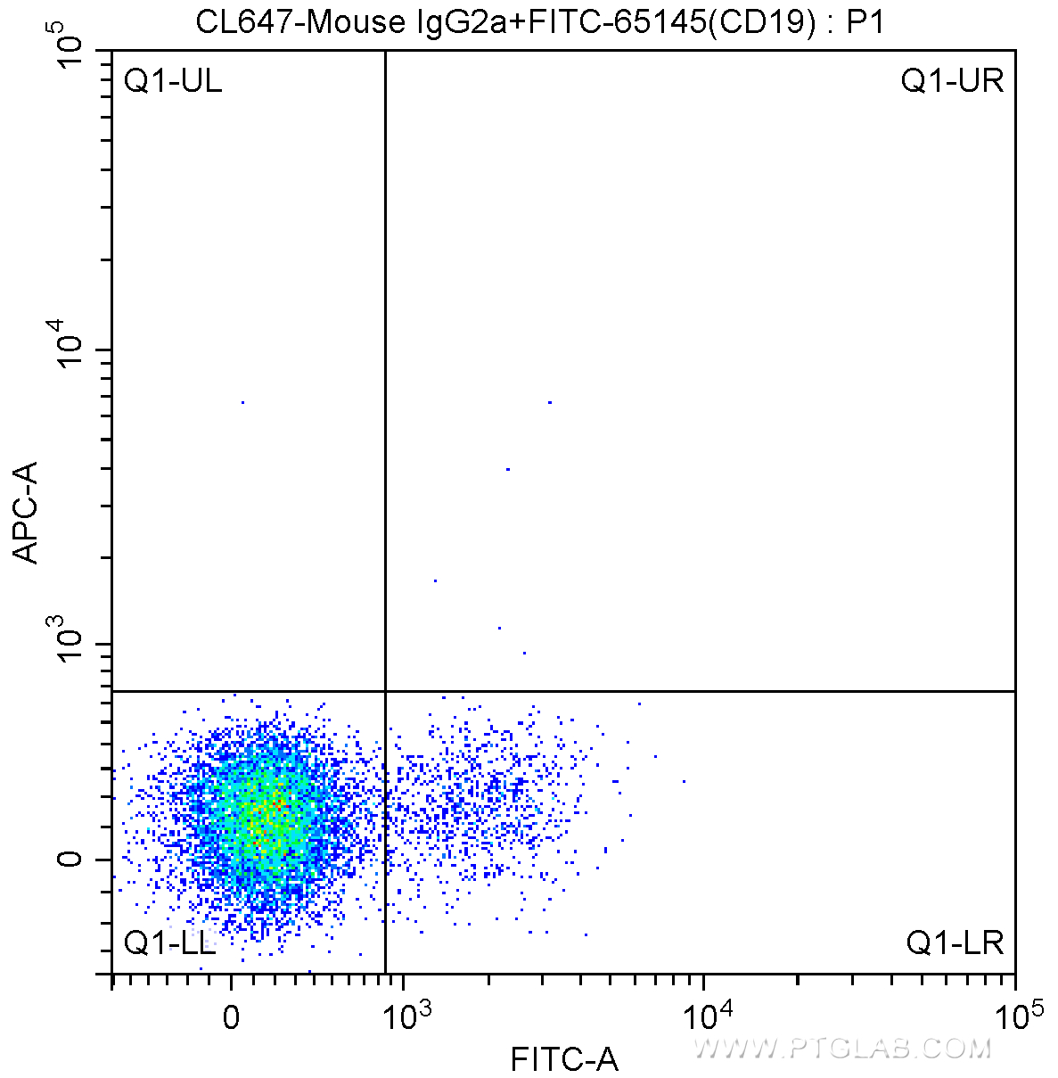 FC experiment of human peripheral blood lymphocytes using CL647-65112