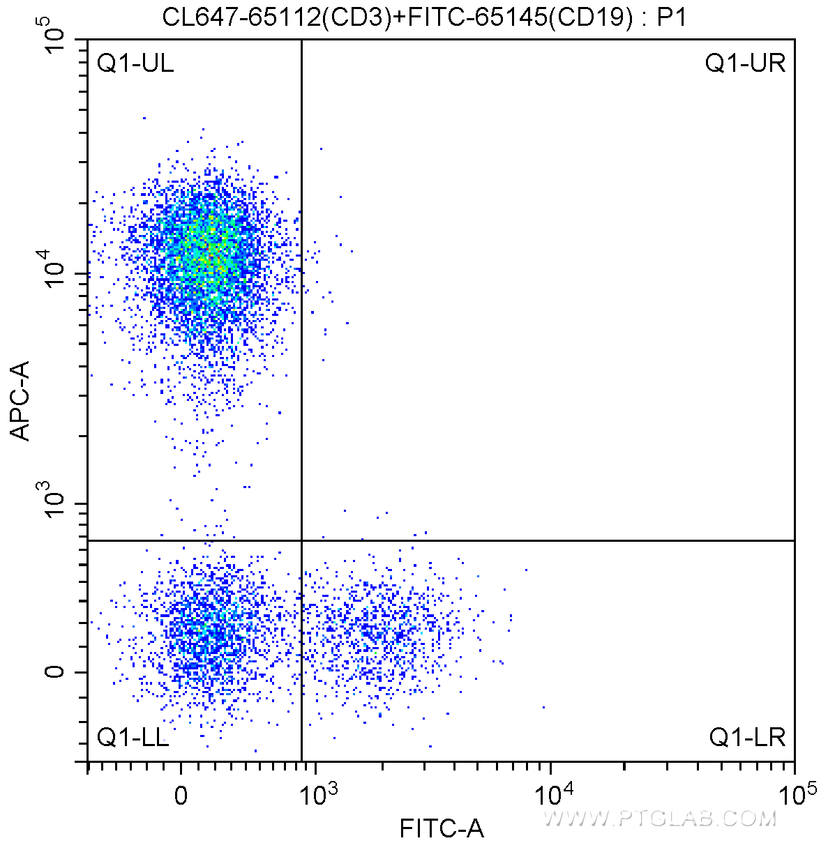 FC experiment of human peripheral blood lymphocytes using CL647-65112