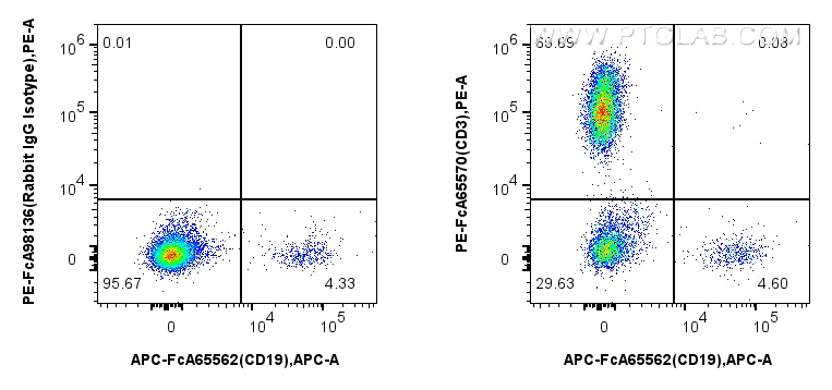 FC experiment of human PBMCs using PE-FcA65570