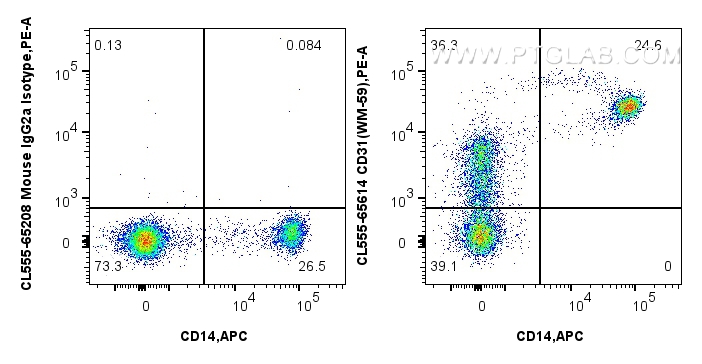 FC experiment of human PBMCs using CL555-65614