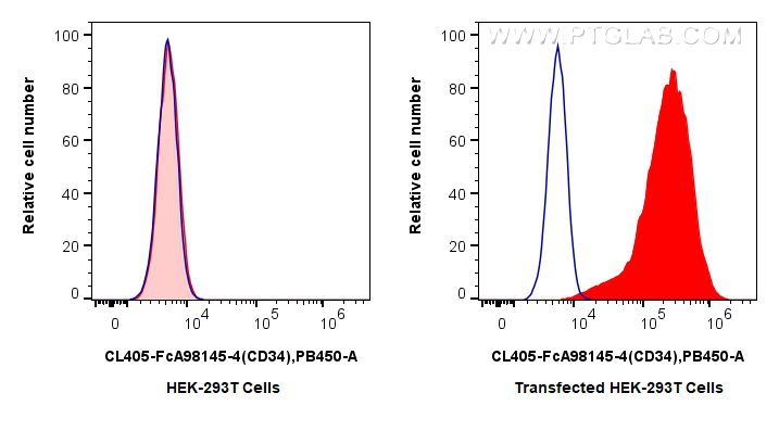 FC experiment of Transfected HEK-293T using CL405-FcA98145-4 FC experiment of Transfected HEK-293T using CL405-FcA98145-4