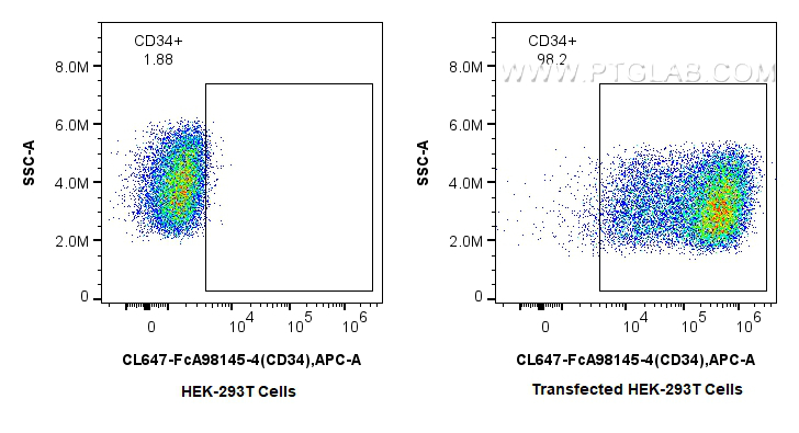 FC experiment of Transfected HEK-293T using CL647-FcA98145-4 FC experiment of Transfected HEK-293T using CL647-FcA98145-4