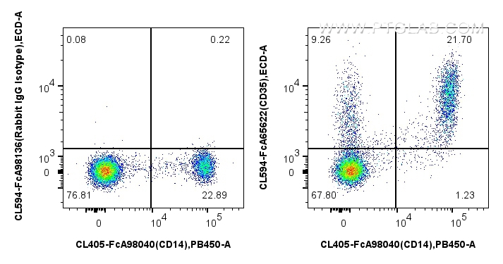 FC experiment of human PBMCs using CL594-FcA65622 FC experiment of human PBMCs using CL594-FcA65622