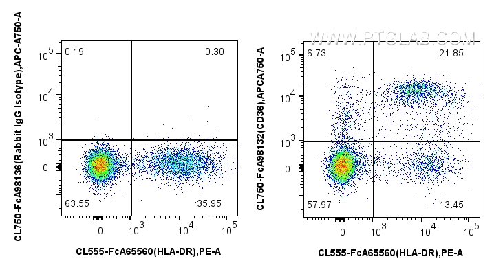 FC experiment of human PBMCs using CL750-FcA98132 FC experiment of human PBMCs using CL750-FcA98132