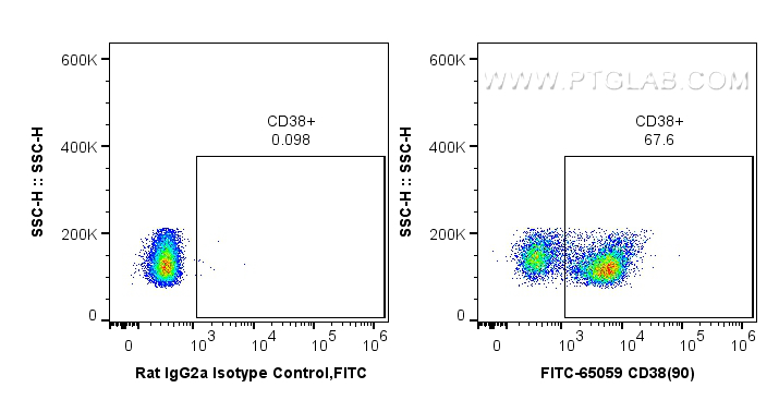 FC experiment of mouse splenocytes using FITC-65059