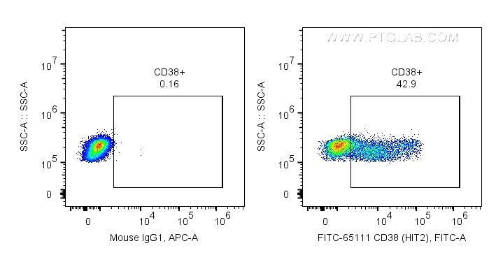 FC experiment of human PBMCs using FITC-65111