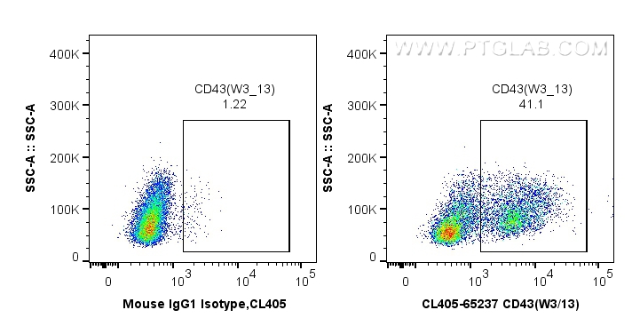 FC experiment of wistar rat splenocytes using CL405-65237