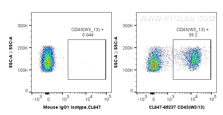 FC experiment of wistar rat splenocytes using CL647-65237