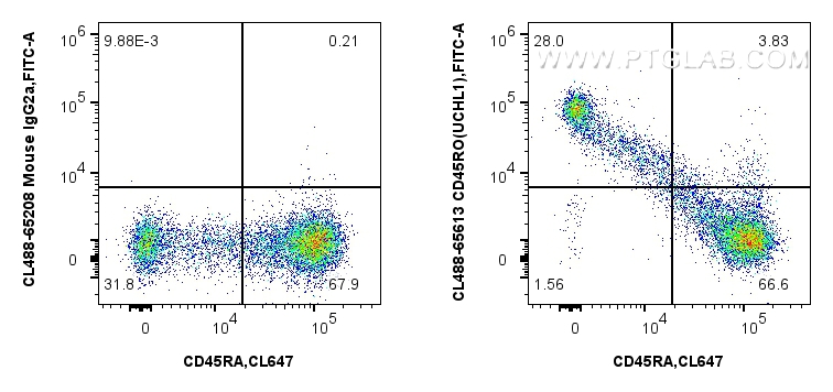 FC experiment of human PBMCs using CL488-65613