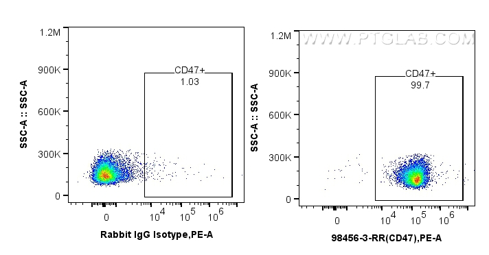 FC experiment of mouse splenocytes using 98456-3-RR (same clone as 98456-3-PBS)