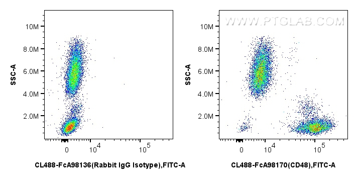 FC experiment of human peripheral blood leukocyte using CL488-FcA98170