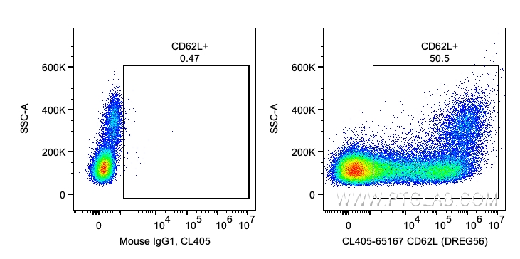 FC experiment of human PBMCs using CL405-65167