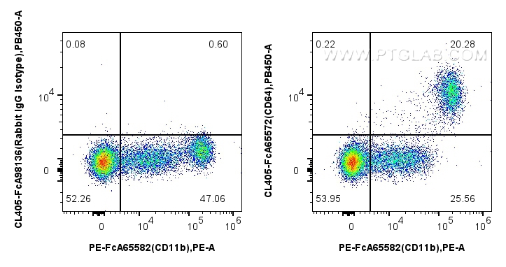 FC experiment of human PBMCs using CL405-FcA65572