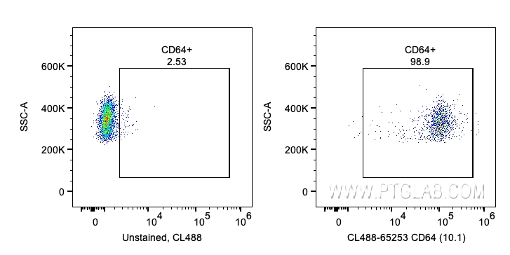 FC experiment of human PBMCs using CL488-65253