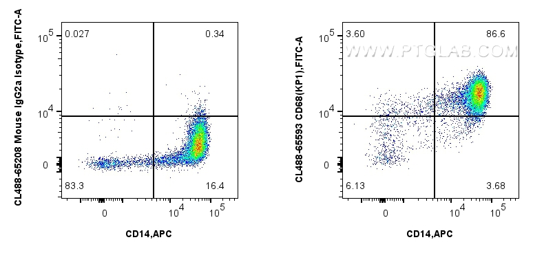 FC experiment of human PBMCs using CL488-65593