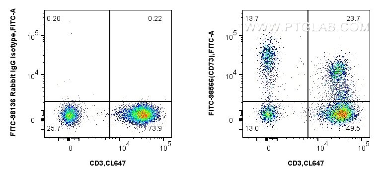 FC experiment of human PBMCs using FITC-98566