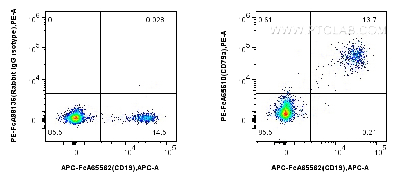 FC experiment of human PBMCs using PE-FcA65610