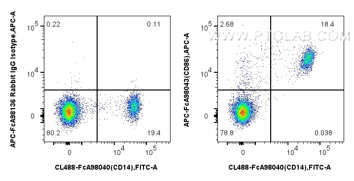 FC experiment of human PBMCs using APC-FcA98043 FC experiment of human PBMCs using APC-FcA98043